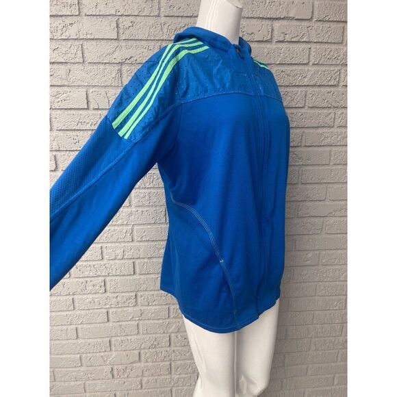 Adidas Women Zip Front Trefoil Striped Mesh Hoodie Size L - Picture 4 of 10